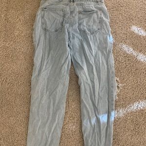 High-rise distressed mom jeans